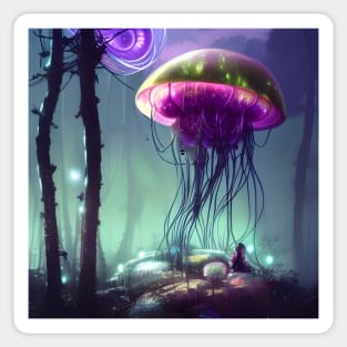 Purple Jellyfish in the Forest Sticker